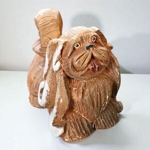 Artesania Rinconada Pekingese 101 Dog Figurine Hand Carved Uruguay Artist Signed